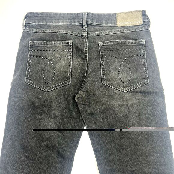 Calvin Klein Womens Jeans Size 28/32 Black Denim BootCut Button - Picture 15 of 16